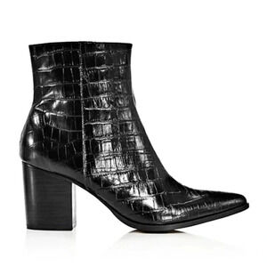 Jaggar Women's Grounded Croc Embossed Black Leather Booties Size 35 (MSRP $208)